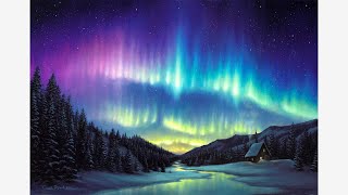 AcrylicOil Painting Timelapse  Aurora Borealis [upl. by Yebba]