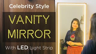 DIY Makeup mirror with light 🔆 Step by Step guide using LED strip light  Convert your old mirror [upl. by Schaffer]