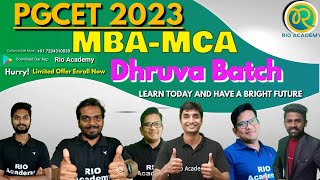 PGCET 2024  Dhruva Batch 2024  PGCET MBAMCA  KEA PGCET  RiO Academy [upl. by Anatnas834]