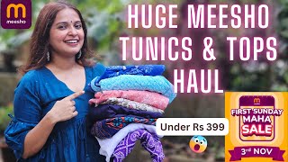 10 Meesho Tunics amp Jeans tops Haul  Meesho Maha Sunday Sale  English Subtitles [upl. by Capps]