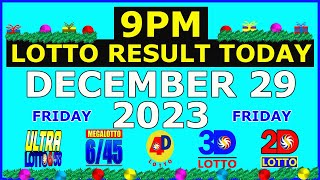 9pm Lotto Result Today December 29 2023 Friday [upl. by Abby277]