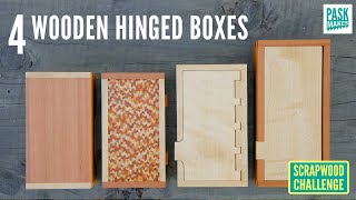 4 Wooden Hinged Boxes Pt2  Scrapwood Challenge ep42 [upl. by Rasaec132]