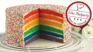 Regenbogentorte  Rainbow cake  Sprinkle Cake  saftig  Backen mit Evas Backparty [upl. by Ylloh]