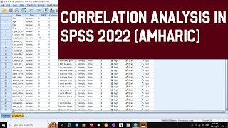 Correlation analysis in SPSS Amharic [upl. by Shirley]