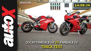 Ducati Panigale V2 vs Panigale V4 Track Test  Comparison  autoX [upl. by Ynnij]