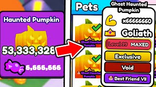 I MAXED OUT STRONGEST HAUNTED PUMPKIN PET in Arm Wrestle Simulator [upl. by Caldwell]