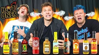 How SPICY Are Hot Ones Spicy Wings  Trying all Hot Ones Sauces [upl. by Eenel368]