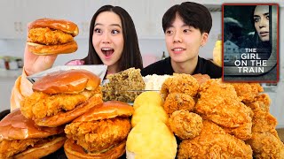 POPEYES SPICY FRIED CHICKEN SANDWICH  Spicy Fried Chicken amp Honey Biscuits MUKBANG [upl. by Leakim]