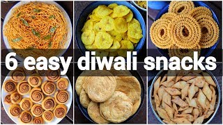 6 easy diwali snacks recipes  quick deepavali snacks recipes  diwali savouries [upl. by Ettenot]