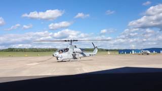 Bell AH1 Twin Turbine Cobra Helicopter Startup amp Takeoff from Griffiss Airforce Base [upl. by Eusoj]