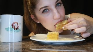 ASMR Eating Raw HoneyComb  Sticky Satisfying Mouth Sounds [upl. by Sulohcin]