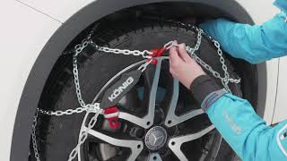 How to Fit AutoTensioning Snow Chains eg Konig Zip Ultra CG9 amp XG12 Pro [upl. by Azitram658]