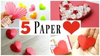 5 Easy Paper Heart DIYs for Valentines Day [upl. by Kaczer]