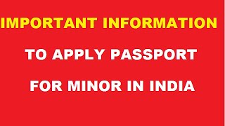 Important Information To Apply Passport For Minor In India  In Hindi [upl. by Amandy568]