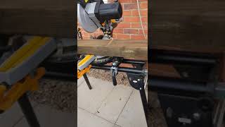 Cutting a sleeper with a Evolution Mitre saw [upl. by Aelc]