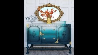 How to Transform a Plain Buffet with aTeal paint blend and Gold Leaf [upl. by Naitsirt]