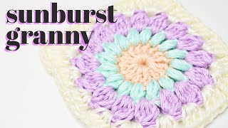 Sunburst Granny Square Tutorial  Granny Square Blanket Idea [upl. by Ennazzus]