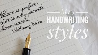 My 5 handwriting styles  Handwriting practice  Cursive writing  Print font [upl. by Asir120]