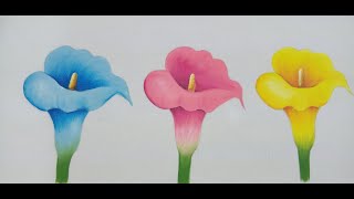 Como Pintar Flores  How To Paint Flowers  Callas Lilies [upl. by Om]