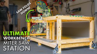 Garage WORKBENCH  MITER SAW Station  OUTFEED Table Combo Build Part 1 [upl. by Ennazzus]