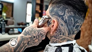 Fresh Skin Fade with Awesome Tattoos [upl. by Telracs]