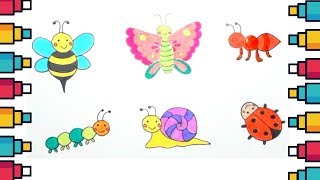 How to Draw Insects Step by Step Easily for Kids [upl. by Lahcym]