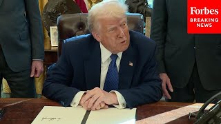 NEW Trump Signs Multiple Executive Orders While Taking Questions From Reporters [upl. by Einnaoj681]