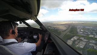 Cockpit View Extreme Crosswind Landing in Paris [upl. by Fairlie]