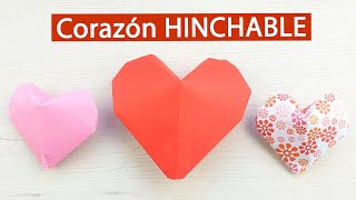 💖 Corazón hinchable de papel para Enamorados Origami [upl. by Lovich644]