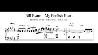 Bill Evans  My Foolish Heart  Piano Transcription Sheet Music in Description [upl. by Kurland]