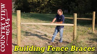 Installing Fence braces for field fencing [upl. by Barayon]