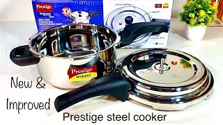 Prestige Deluxe Svachh Alpha Steel Cooker 3L  Wide cooker  Steel Pressure pan  Alpha Triply Base [upl. by Adiela564]