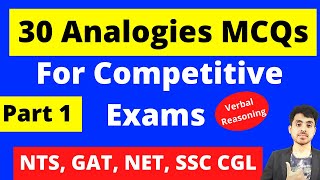 Analogies MCQs  Verbal Reasoning Analogies Tricks For NTS and All Competitive Exams Part 1 [upl. by Ule]