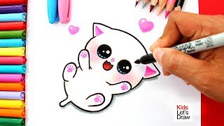 Aprende a dibujar un GATITO BEBÉ Kawaii  How to Draw a Cute Baby Kitten [upl. by Hotchkiss117]