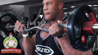 Phil Heaths EZ Bar Bicep Curl  Bicep Exercise 1 [upl. by Ainekahs]