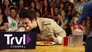 The Suicide Six Wings Challenge  Man v Food  Travel Channel [upl. by Llenej]