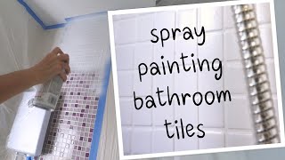 Spray painting our bathroom tiles with Rustoleum Tub and Tile [upl. by Neeham]