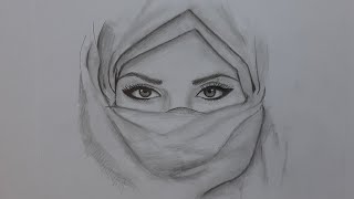 How to Draw Hijab girl step by step  Easy Pencil Sketch [upl. by Ilaw889]