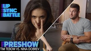 Tim Tebow vs Nina Dobrev Preshow  Lip Sync Battle [upl. by Rosalee]