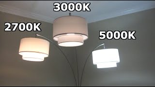 LED Light Bulb Color Comparison  2700K 3000K 5000K Side by Side Demo  Warm to Soft Bright White [upl. by Nosidam]