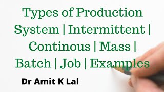 Types of Production System  Intermittent  Continous  Mass  Batch  Job  Examples [upl. by O'Doneven]