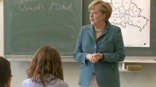 Merkel teaches German history at school [upl. by Nymsaj]