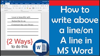 How to type on a line in Word  how to write above a line in MS Word [upl. by Boyce]