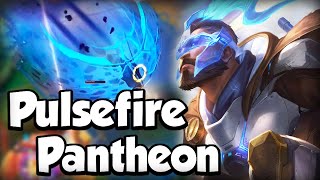 PULSEFIRE PANTHEON GAMEPLAY 0 DEATH  BUILD amp RUNES  WILD RIFT [upl. by Oppen]