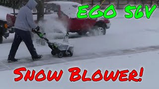 Our EGO Power 21inch 56Volt Cordless Snow Blower Review [upl. by Ellenahs]