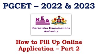 PGCET 2022 amp 2023 How to Fill Online Application  Part 2 [upl. by Fenton]