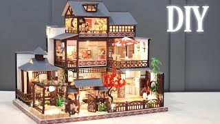 DIY Miniature Dollhouse Kit  Elegant Spring Garden  Jappanese Villa  Relaxing Satisfying Video [upl. by Dene232]