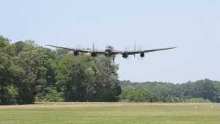 Avro Lancaster Low Pass  2013 Warbirds Over the Beach Airshow [upl. by Gillan]