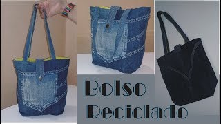 Como hacer un bolso reciclando pantalones vaqueros [upl. by Gnuoy]