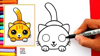 Aprende a dibujar un GATO KAWAII fácil  How to Draw a Cute Kitten Easy [upl. by Oinesra184]